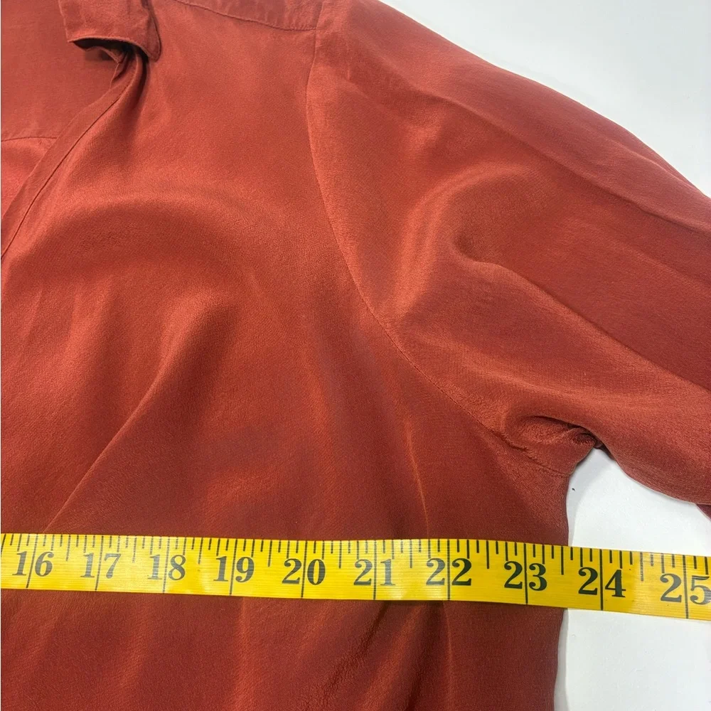 Eileen Fisher Top Women Sz PL Silk Crepe de Chine Drape Cowl Neck Roll Sleeves - Picture 6 of 10